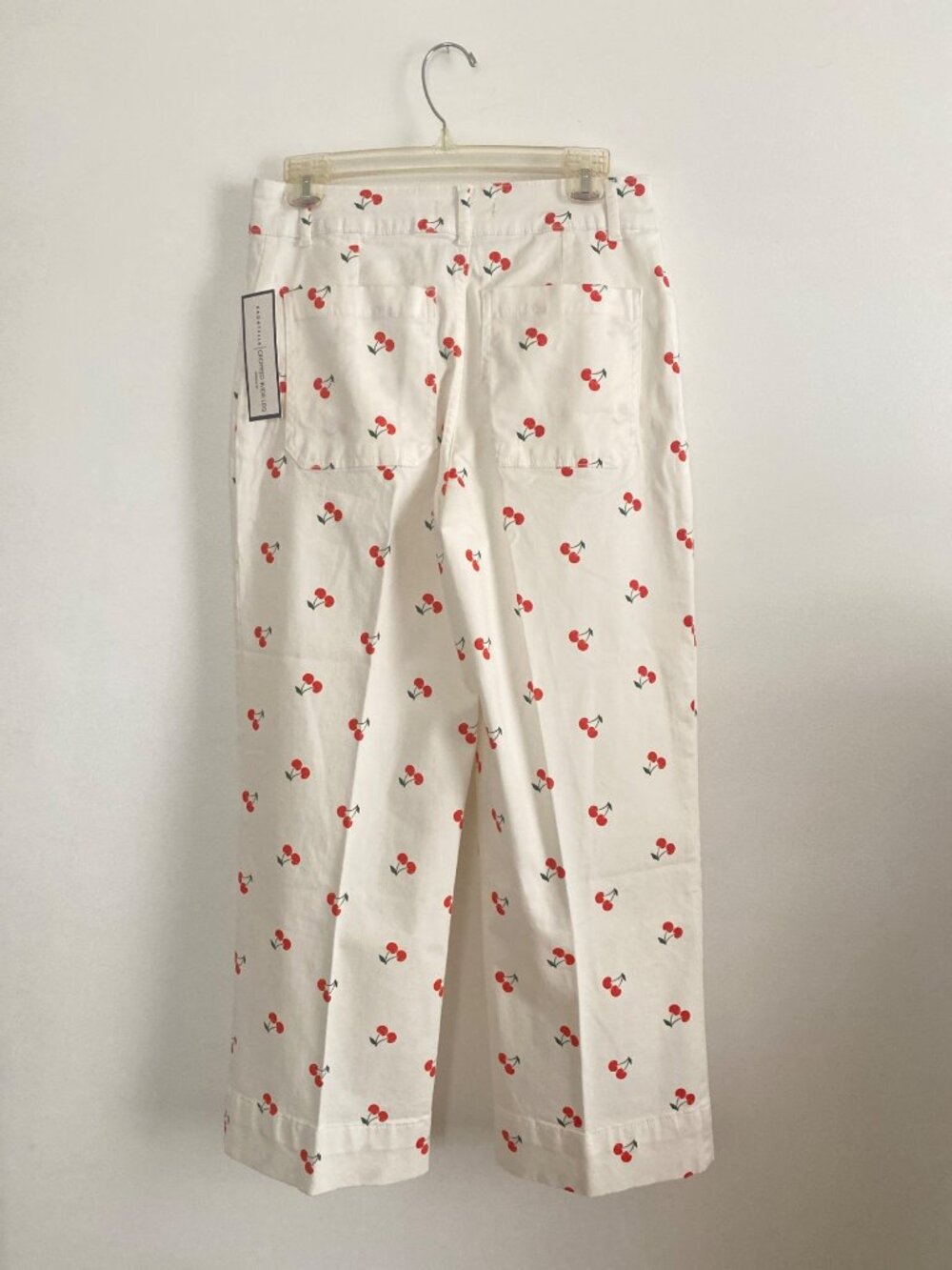 New! Bagatelle Cropped Wide Leg Pants With Red Cherry Print Women's Size 8 - Picture 5 of 9